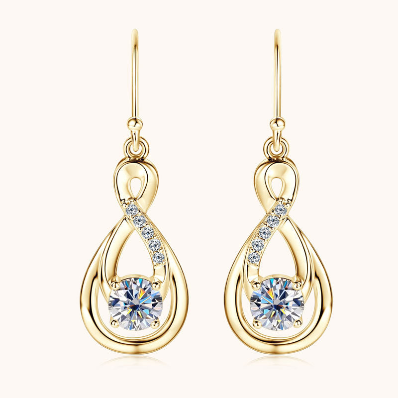 Detailed view of silver moissanite earrings craftsmanship