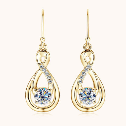 Detailed view of silver moissanite earrings craftsmanship