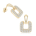 Minimalist square silver earring with sparkle