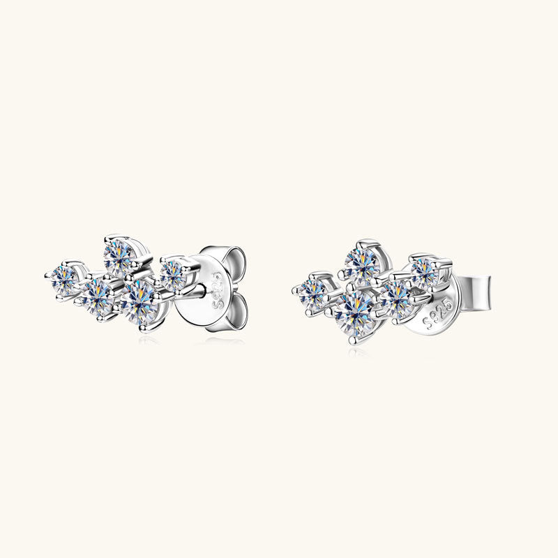 Minimalist star design moissanite stud earrings detail 2