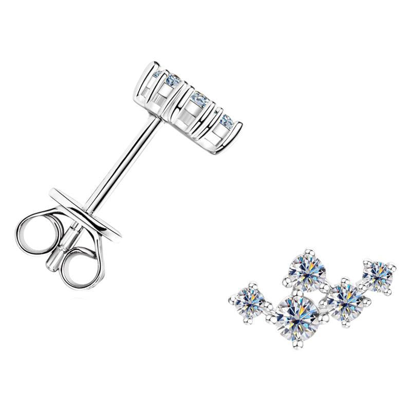 Hypoallergenic star pattern moissanite earring front view 5