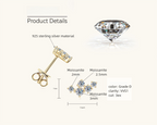 Moissanite stone close up in star layout silver stud 6