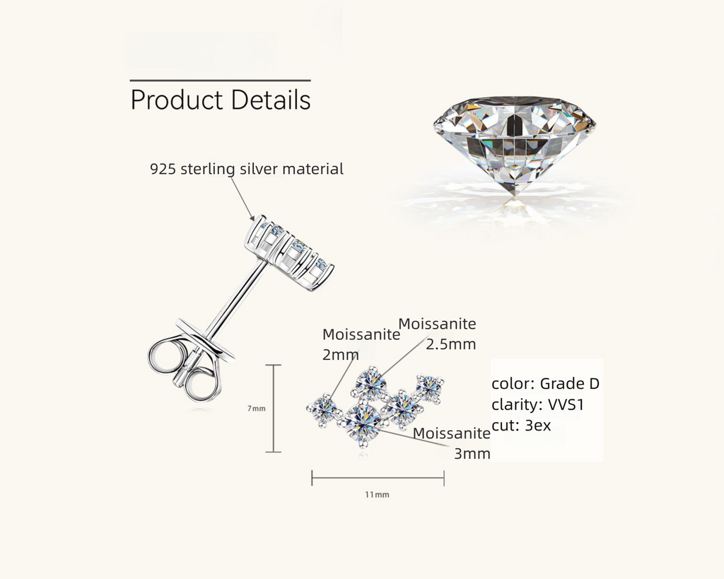 Sterling silver star stud earrings light reflection 7