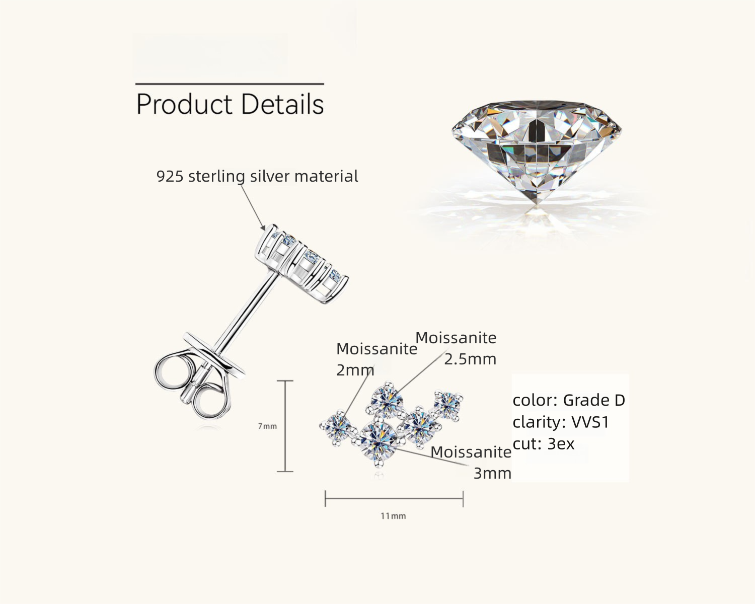 Sterling silver star stud earrings light reflection 7