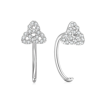 Back view of sterling silver flat back C shaped studs showing comfortable disk design