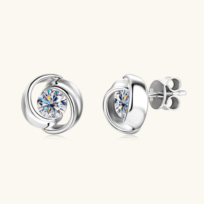 Lifestyle shot of sterling silver flat back earrings