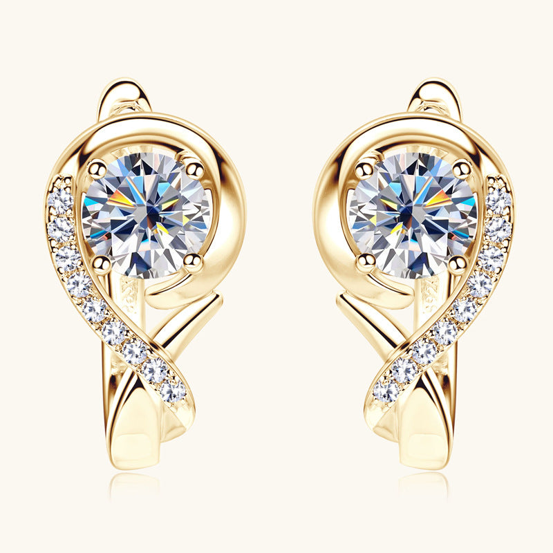 Sterling silver huggie hoop earrings with gold plating main product view