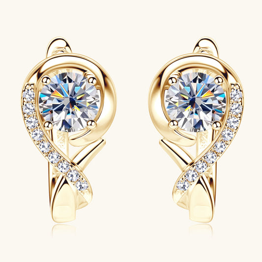 Sterling silver huggie hoop earrings with gold plating main product view