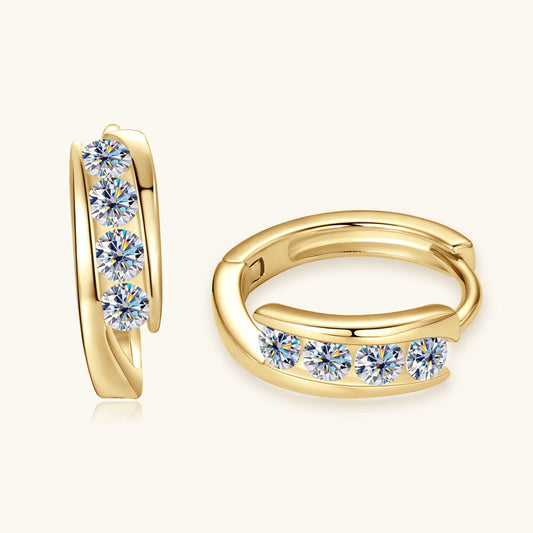 Sterling silver moissanite flat back stud earrings front view showing brilliant stone sparkle