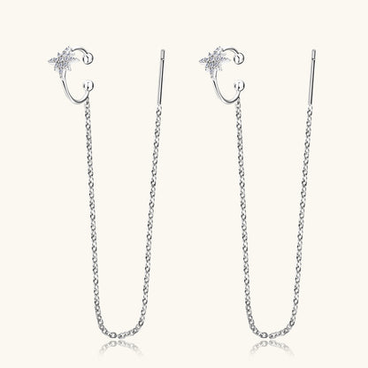 Sterling silver flat back moissanite stud earrings with brilliant round cut stones