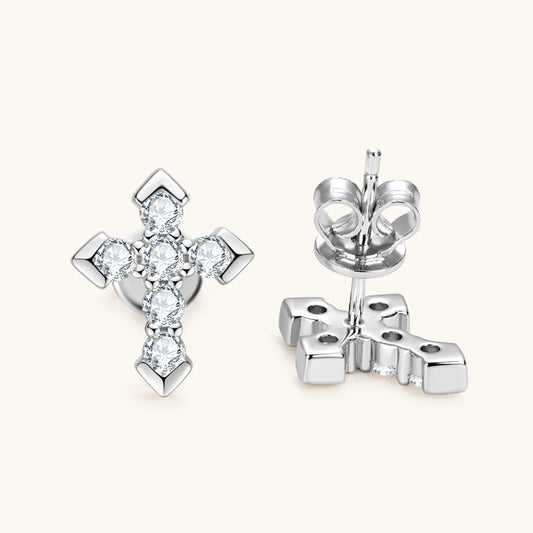 Sterling silver moissanite flat back stud earrings main product view