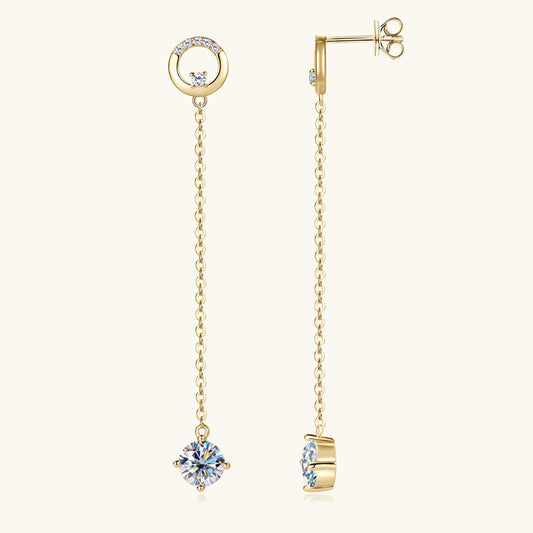 Sterling silver moissanite stud earrings with brilliant round cut stones and flat back design