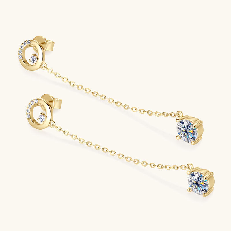 Woman wearing elegant sterling silver moissanite studs with professional attire