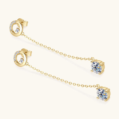 Woman wearing elegant sterling silver moissanite studs with professional attire