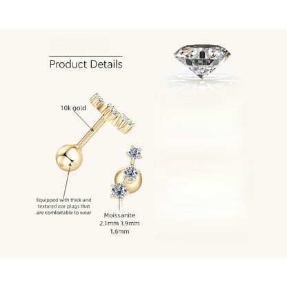 Woman styling gold star stud earrings